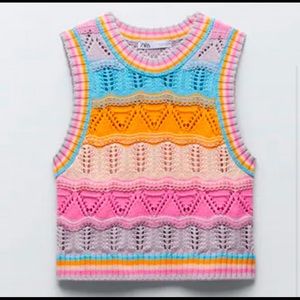 Zara Multi colored blogger fav knit vest.